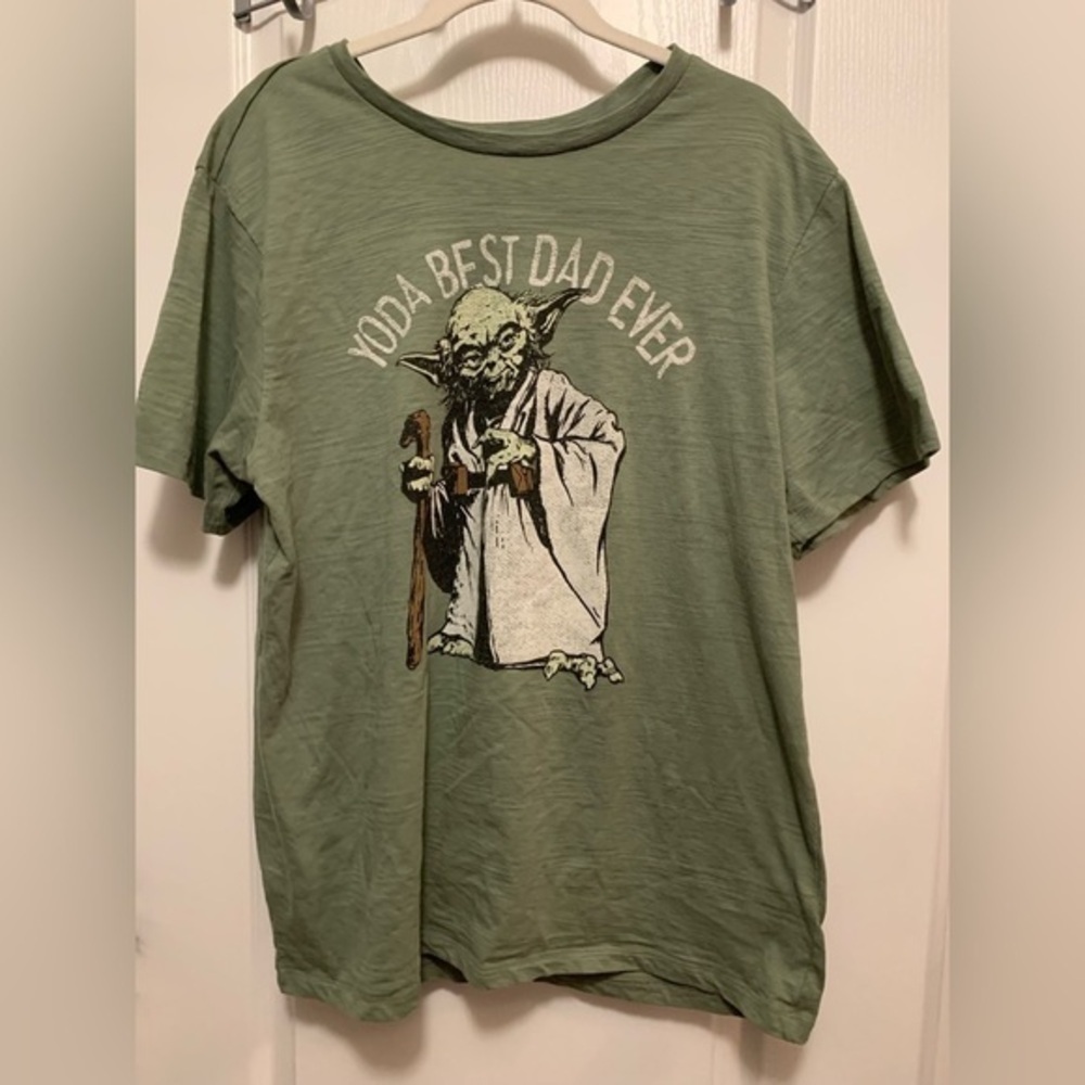 Star Wars Yoda Best Dad Ever T-Shirt Men's Size 2XL Short Sleeve Olive‎ Green